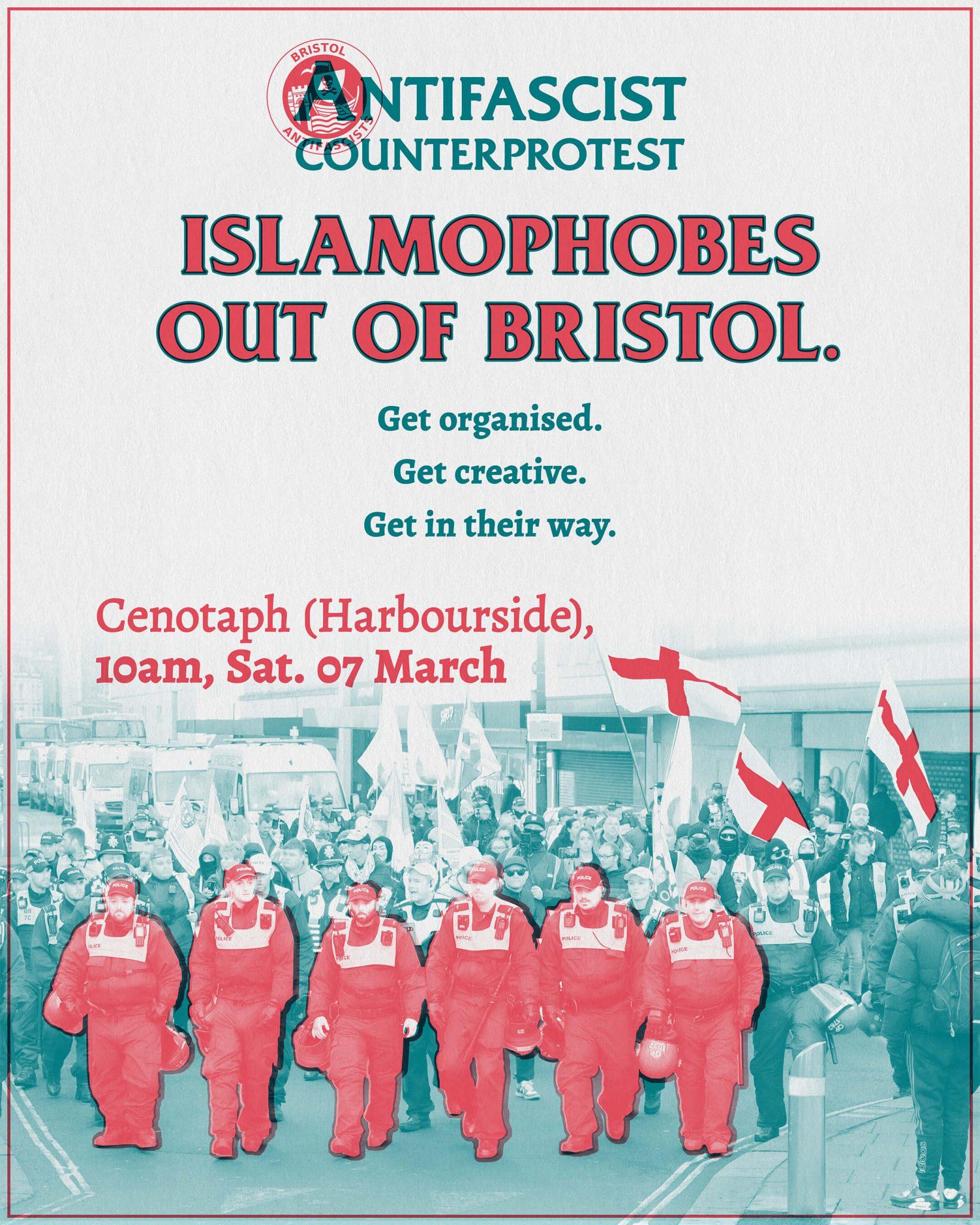 Islamophobes out of Bristol! – 07/03/2026 – The Cenotaph
