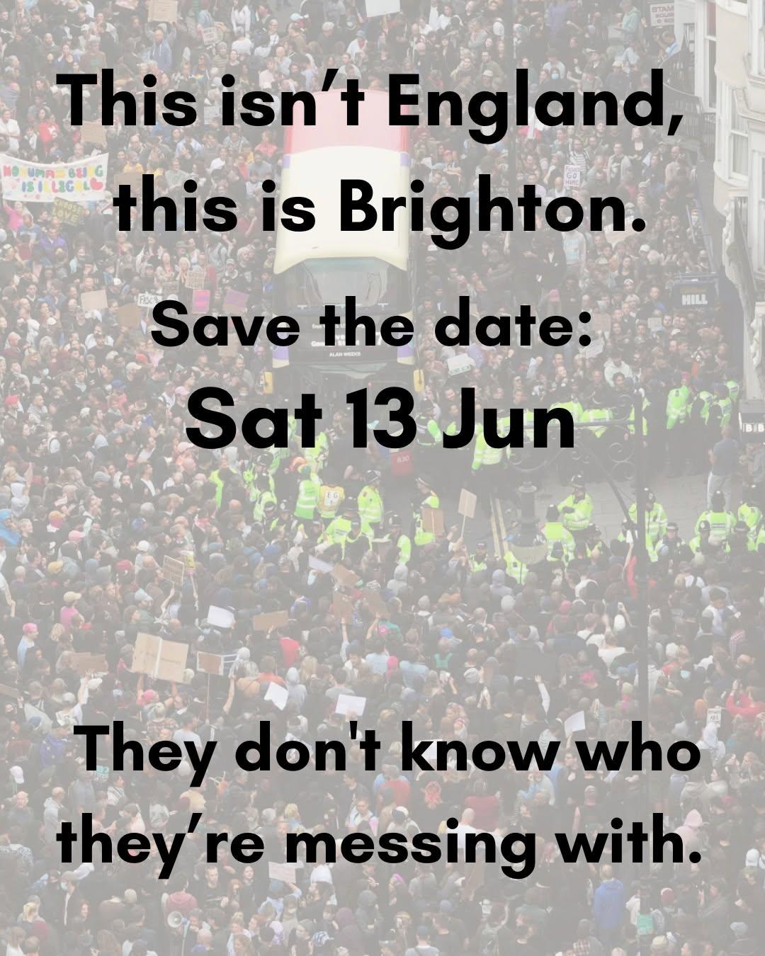 This isn’t England. This is Brighton. We are ready. Save the date. – 13/06/2026